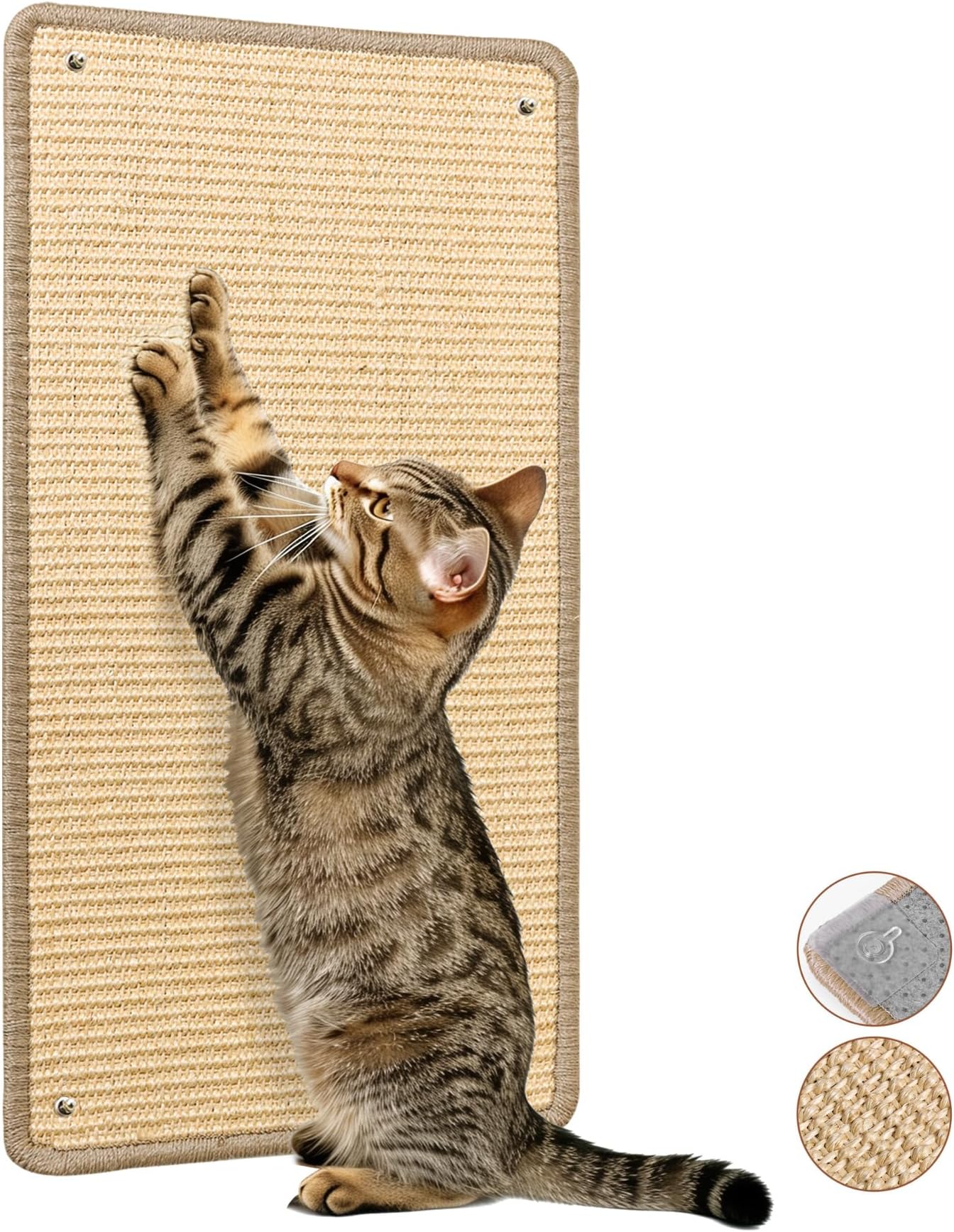 Cat Scratching Post BXL, Natural Wooden Sisal Cat Wall