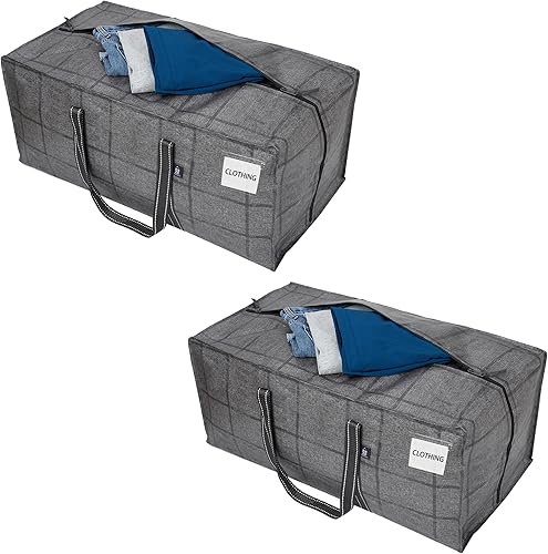 VENO Paquete de 2 bolsas de almacenamiento extra grandes resistentes, bolsa de mudanza, organizador de ropa, para manta, edredón, armario de
