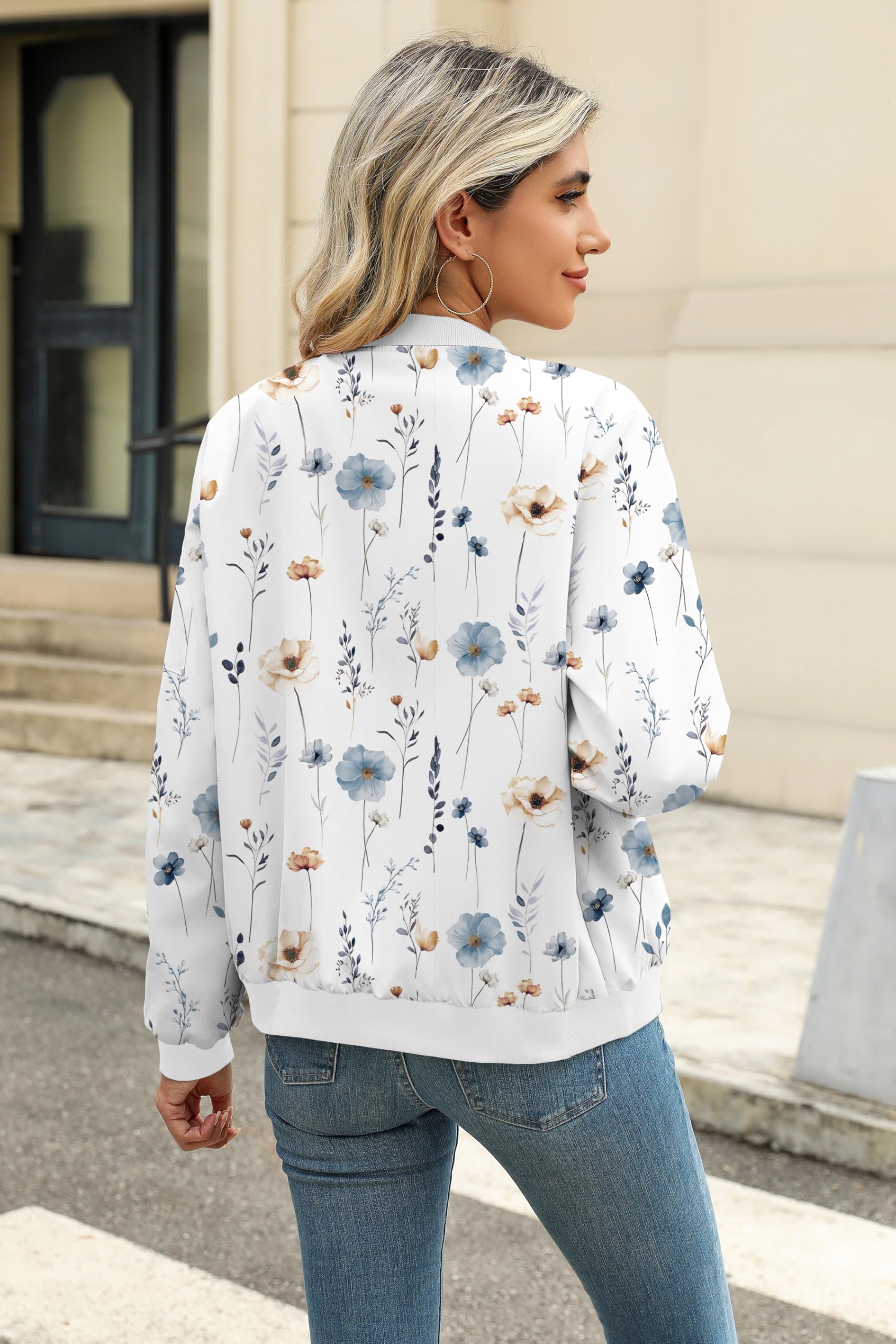 Zeagoo Bomberjacke Damen Kurze Blouson Jacke Casual Pilotenjacke Langarm Outwear Zip Up Solid Leichte Coat Sweatjacke