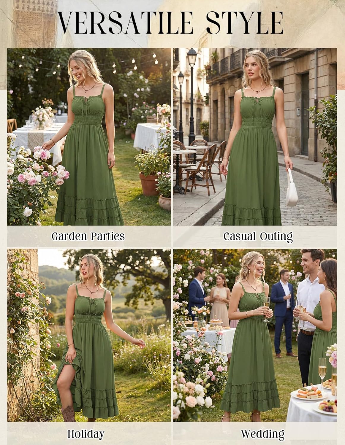 Scarlet Darkness Women's Summer Maxi Dress 2026 Boho Sleeveless Ruffle Flowy Milkmaid Sundress with Pockets - Image 5