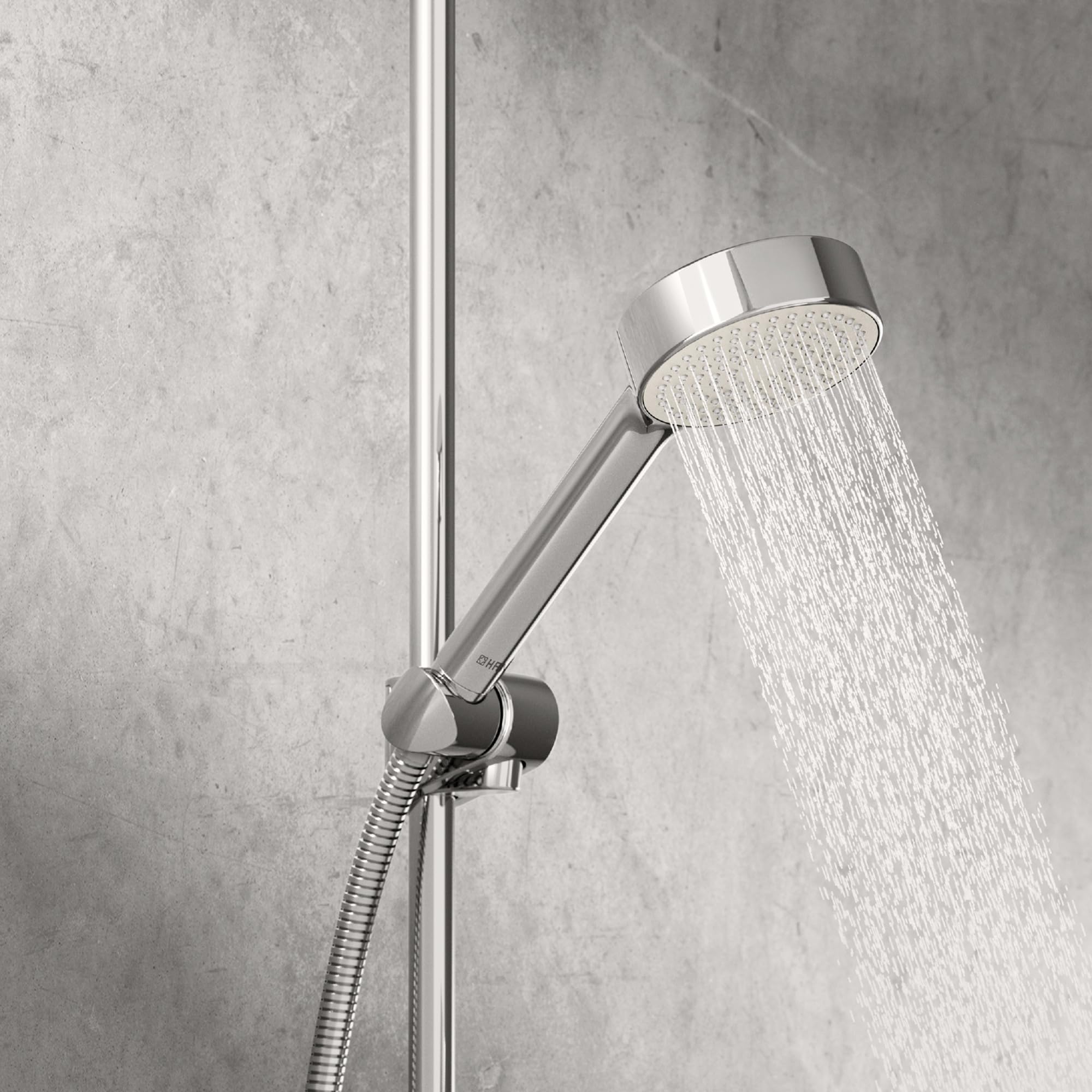 HANSA BASICJET ECO - Soffione doccia a getto unico, con funzione EcoFlow (9 l/min), funzione anticalcare, testa doccia 95 mm di diametro, attacco standard G 1/2, cromato