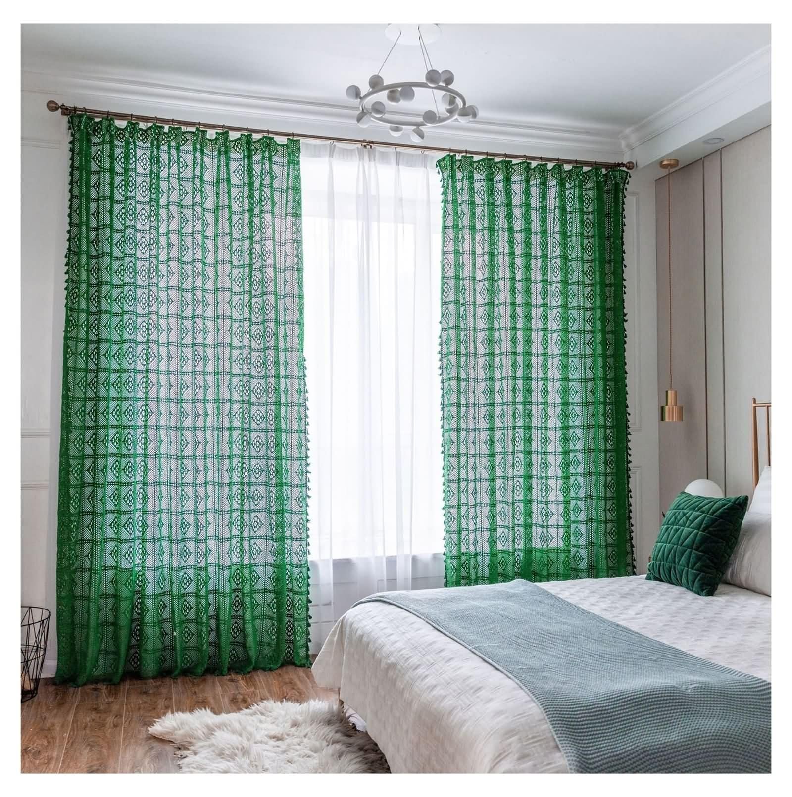 Rideaux a crochet occultant leger vert uni Beydodo rideaux de fenetre voilage en coton