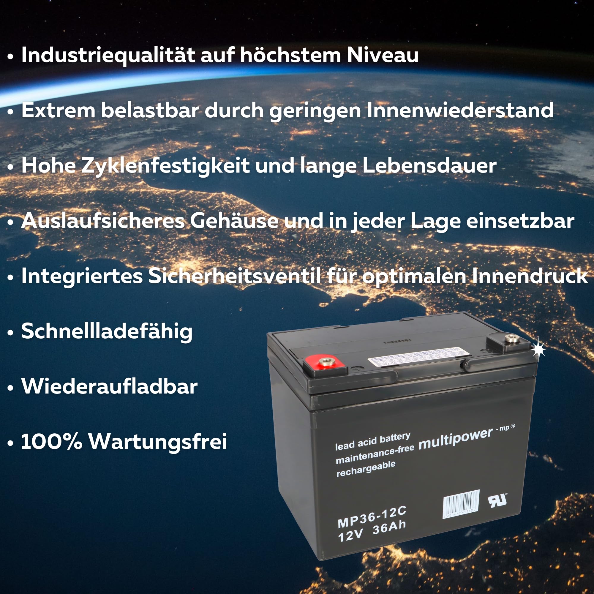 Akumulator zamienny do Invacare Mistral 2X Multipower 12 V - 36 Ah odporny na cykle AGM VRLA
