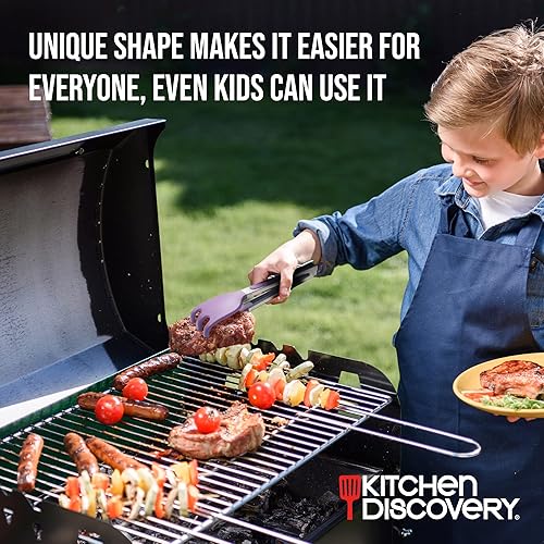 Miniatura 3 de Pinzas de agarre  Kitchen Discovery  Espátula y tenedor 2 en 1 para volteo controlado de gofres, panqueques, queso a la parrilla, hamburguesas y más