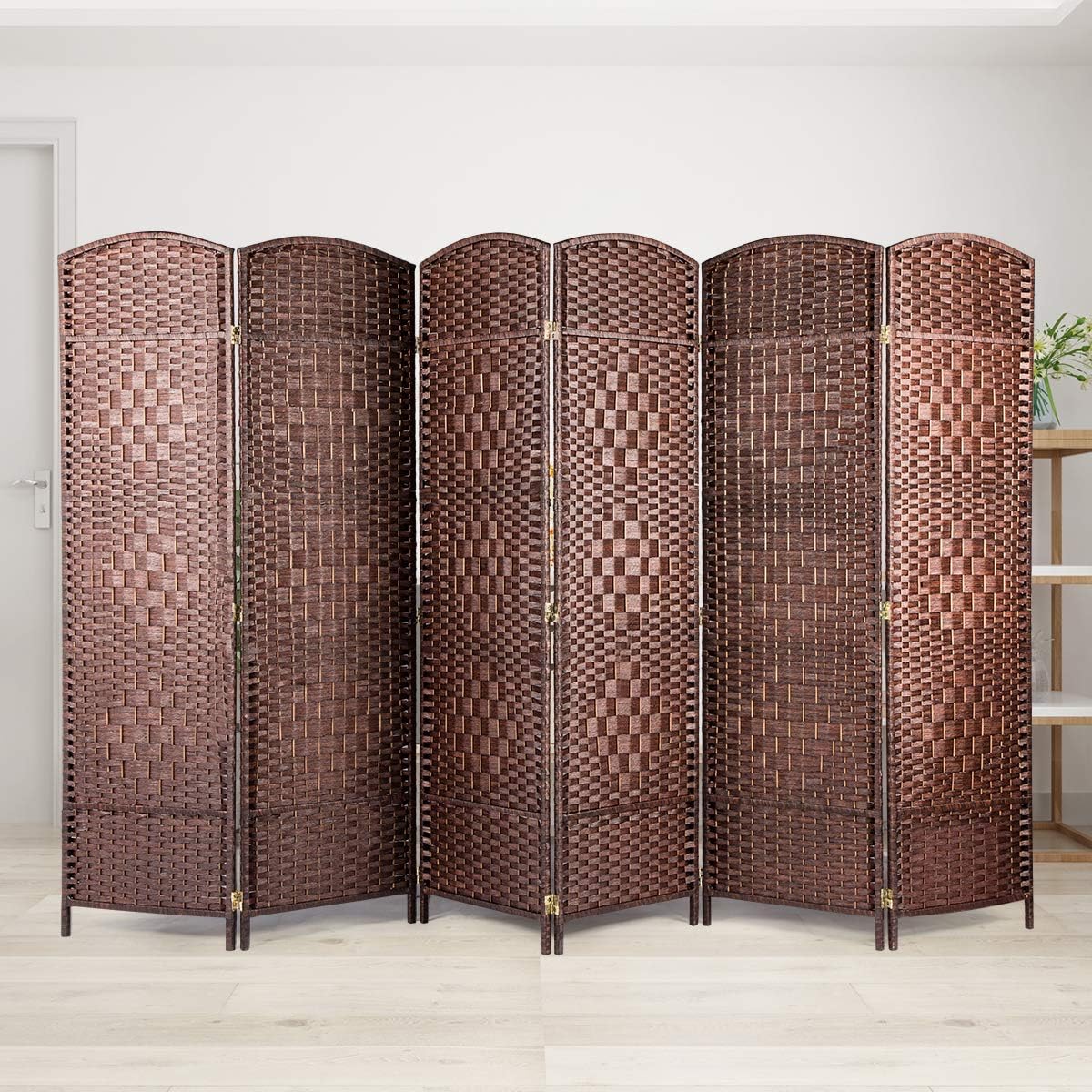 Room Divider - Wide-Diamond Weave Fiber Room Dividers and Folding Privacy Screens, Partition Wall Dividers 6 Panel
