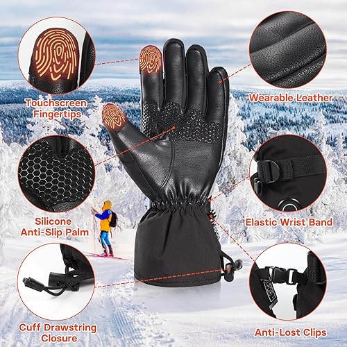 Miniatura 4 de COFIT Electric Battery Heated Gloves for Men and Women Waterproof Rechargeable Ski Gloves with 3M Thinsulate Winter Gloves for Skiing Snowboarding
