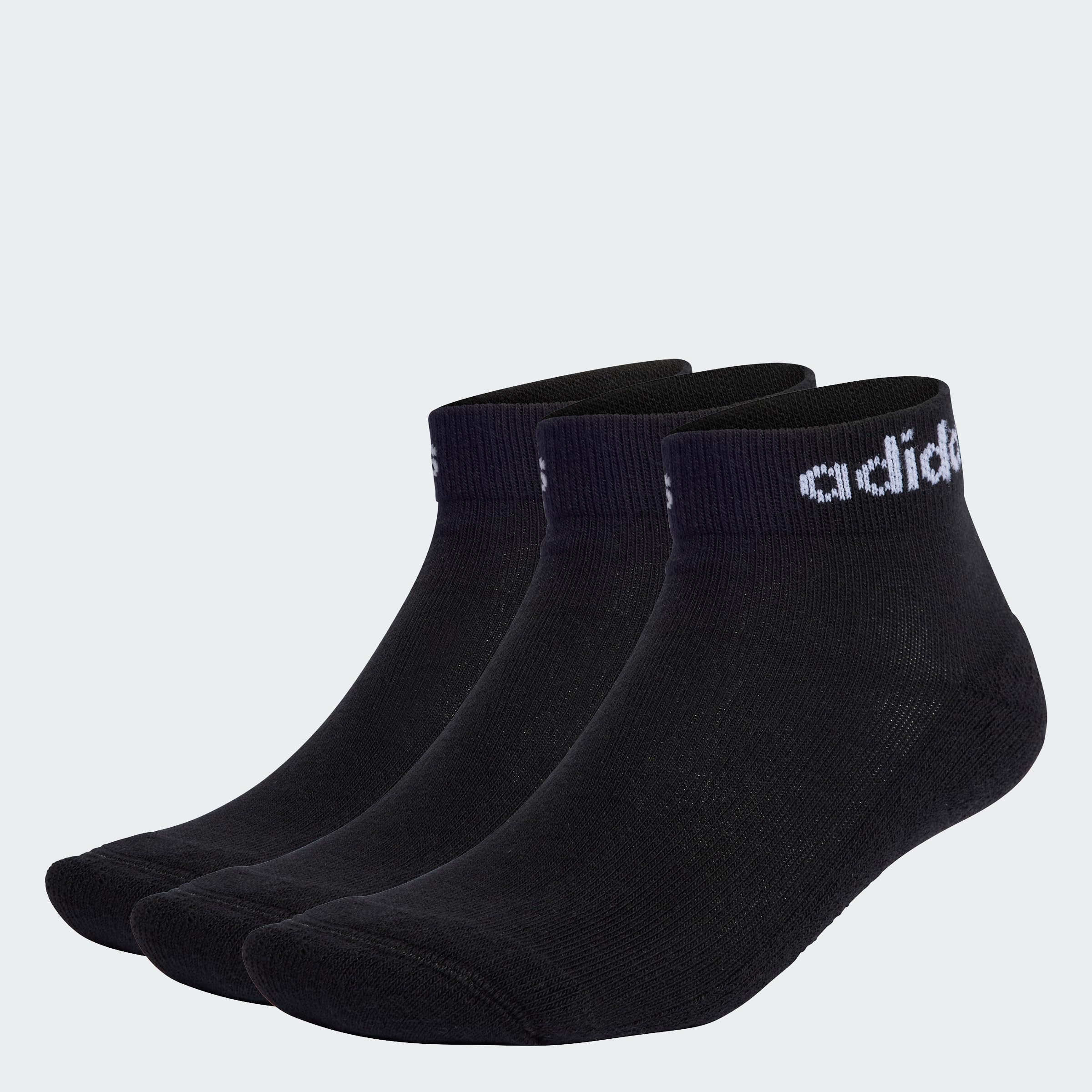 adidas Unisex Kids Linear Ankle Cushioned Socks 3 Pairs, Black/White, 5-6 Years