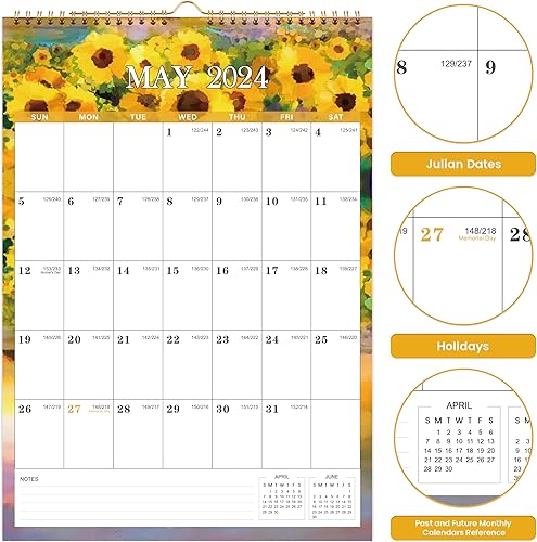 Miniatura 4 de Calendario 2024  Calendario de pared 2024, enero 2024 a diciembre 2024, 12 x 17 pulgadas, encuadernación de doble alambre, gancho para colgar,