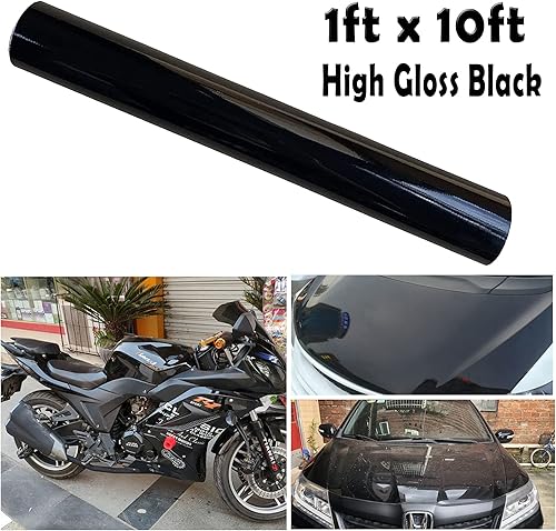 Miniatura 3 de Lypumso Envoltura de vinilo negro brillante, vinilo para automóvil con tecnología de liberación de aire, adhesivo autoadhesivo para auto para