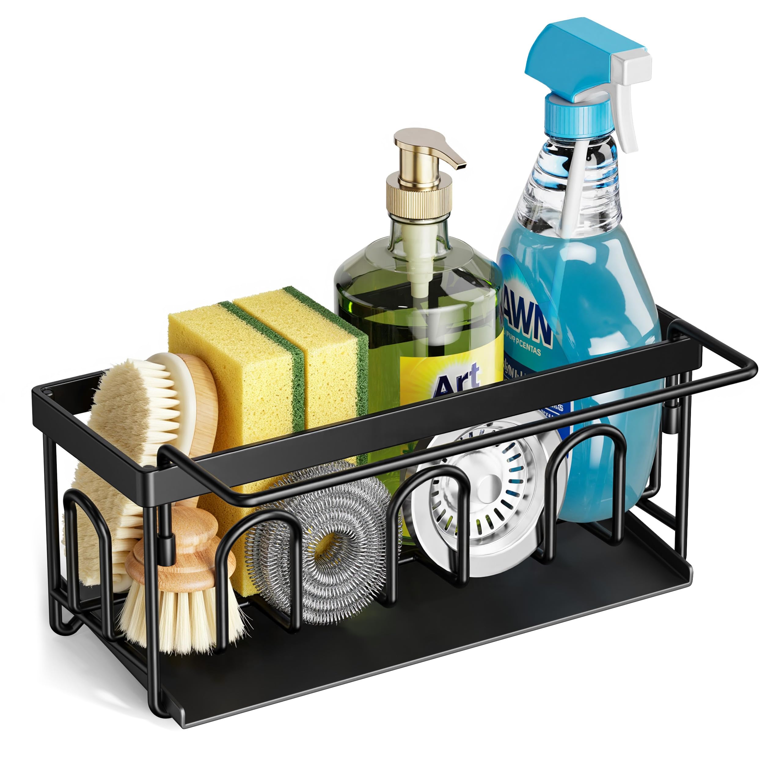 niffgaff Kitchen Sink Caddy, Stainless Steel Sponge Holder with Drain Tray