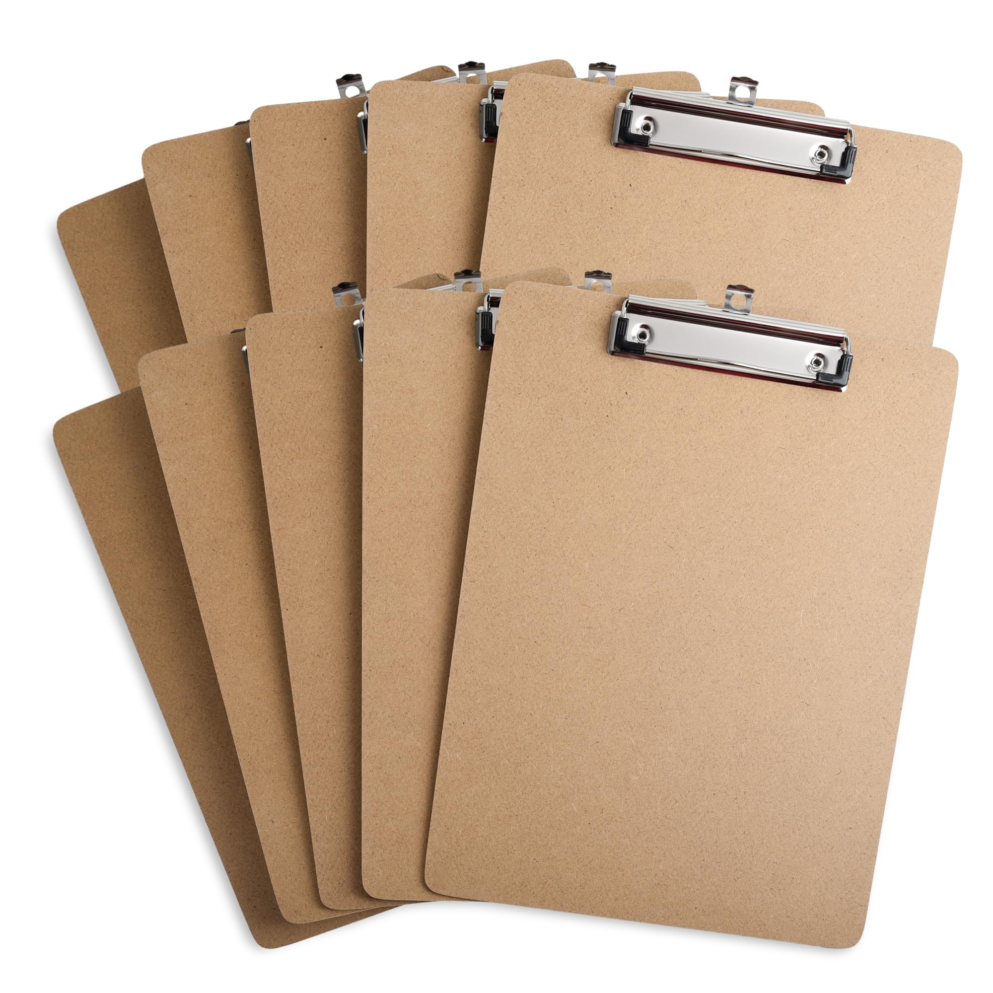 Uzant Clipboards 10 Pack Letter & A4 Size, 9" x 12.5" & 8.5" x 11" Wooden Hardboard Clipboards with Low Profile Clip, Hanging Loop for Office, Home & Classroom