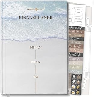 Budgetplaner von Lebenskompass® - Undatierter Finanzplaner für 12 Monate - Kontrolliere Dein Budget und Deine Ausgaben - organisiere Deine Finanzen und lerne mit dem Planer zu sparen - "Glanz"
