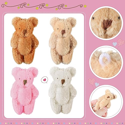 Miniatura 3 de 32 piezas de mini oso de peluche de oso pequeño, pequeño oso conjunto, pequeño oso suave, juguetes de peluche para pastel de cumpleaños, decoración