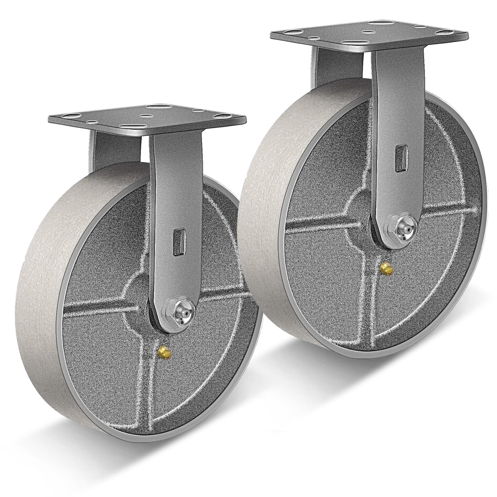 FOVERSWIVE 8"x2" Industrial Casters- Heavy Duty Casters,Cast Iron Wheel,Steel Casters Capacity up to 3000 Lb. Use for Platform Truck, U-Boat Cart,