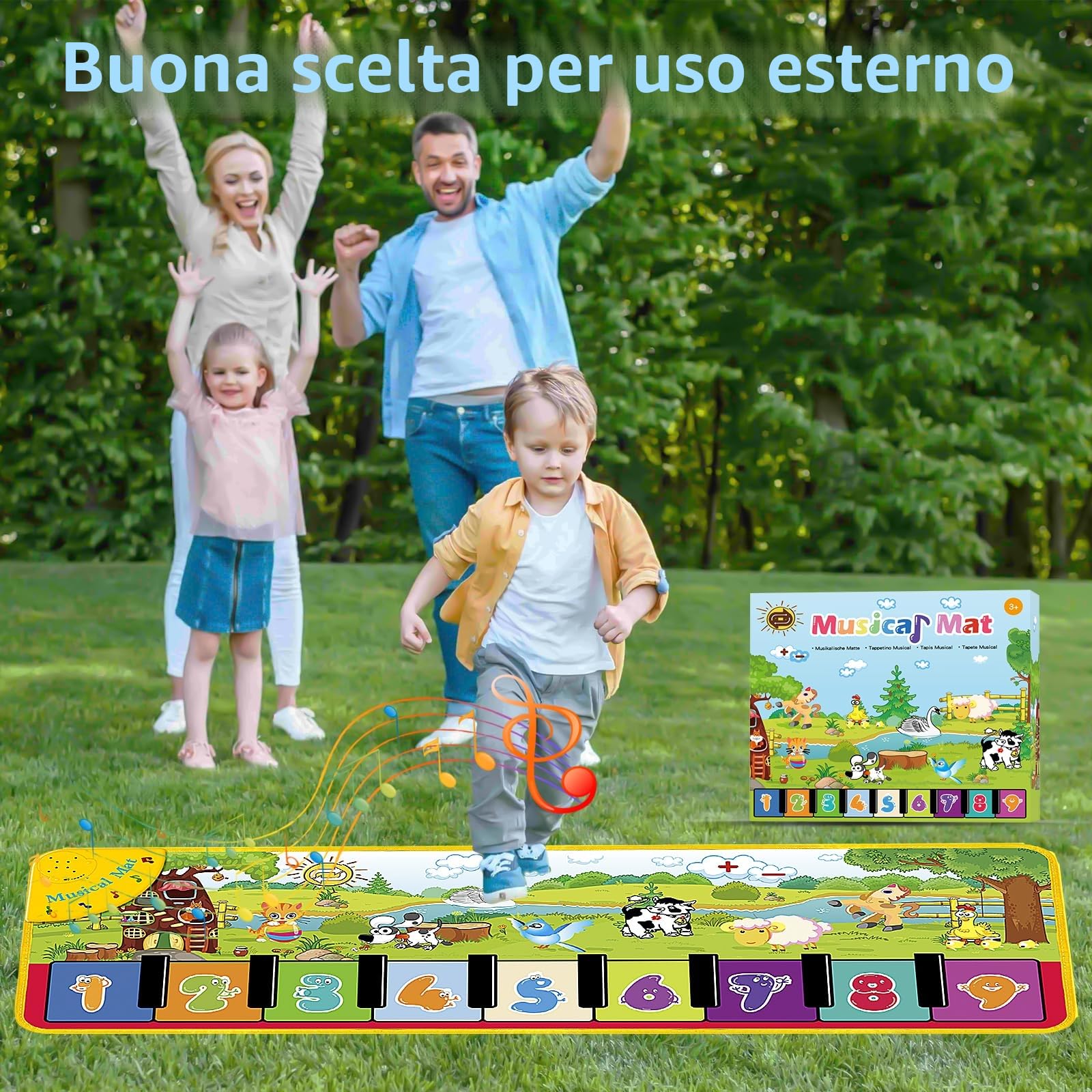 MOONTOY Tappeto Musicale con 18 Suoni e 9 Tastiere Pianoforte per Bambini 1-4 Anni