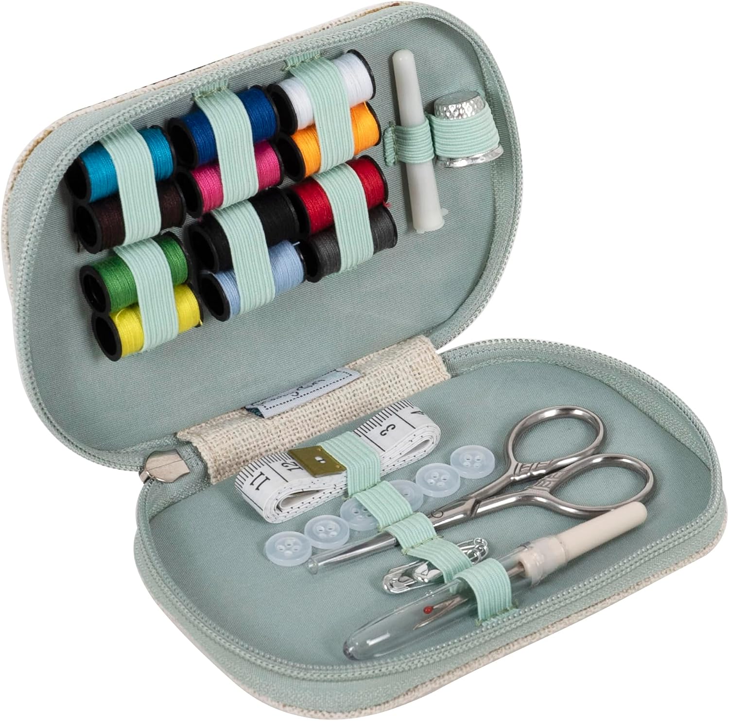 Hobby Gift Embroidered Sewing Kit – My Sewing, Zippered Case Complete with Seam Ripper, Scissors, Tape Measure, Thread, Needles & More, Crafting, Sewing 2.5x14x9cm, Spot Clean Only, Multicoloured,
