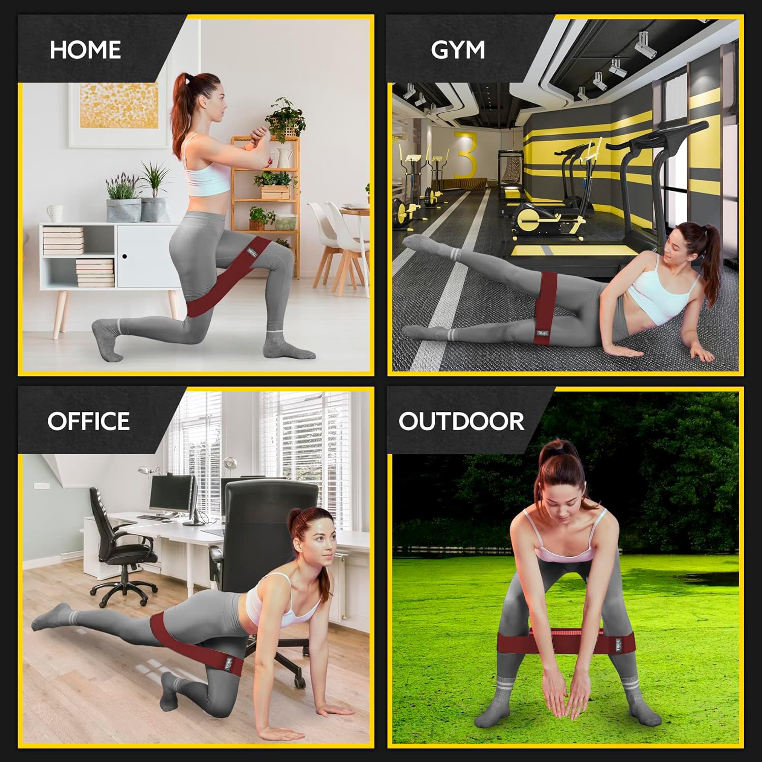 Fasce di resistenza in tessuto per allenamento – Bande per donne e uomini – Set di fasce di resistenza per allenamento – Fasce di resistenza per gambe