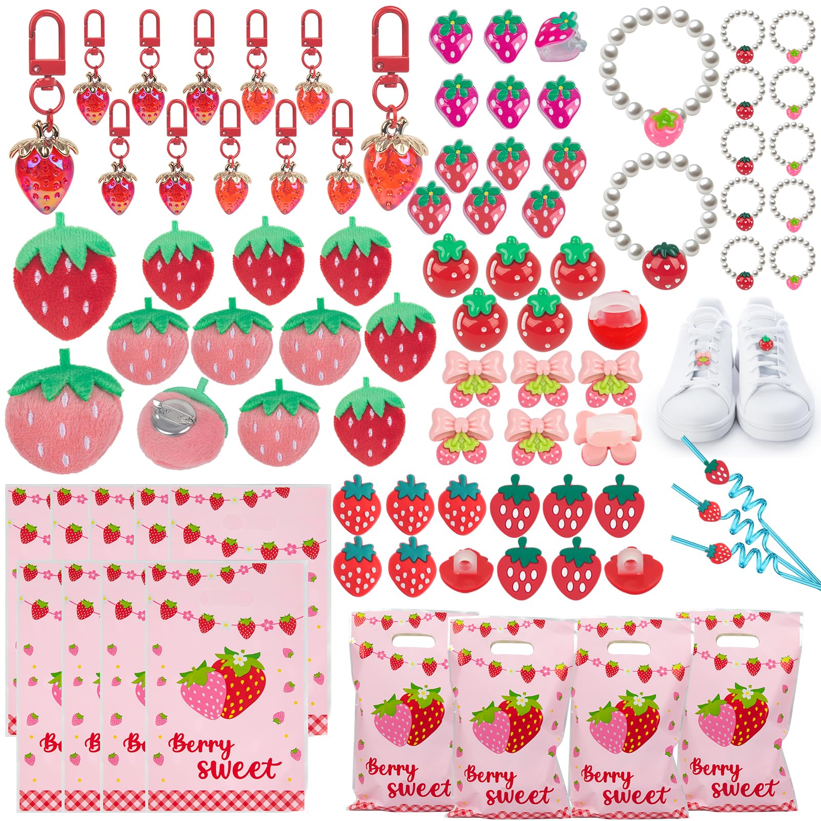 134PCS Strawberries Birthday Party Favors For Different Occasions, As Give Away Gifts