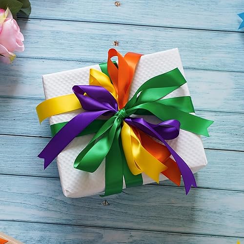 Miniatura 9 de HUIHUANG Cinta rosa rosa de 1-12 pulgadas, color rosa polvorientooro rosarosa malvavainillamelocotón, cintas de satén para ramo de flores de boda,