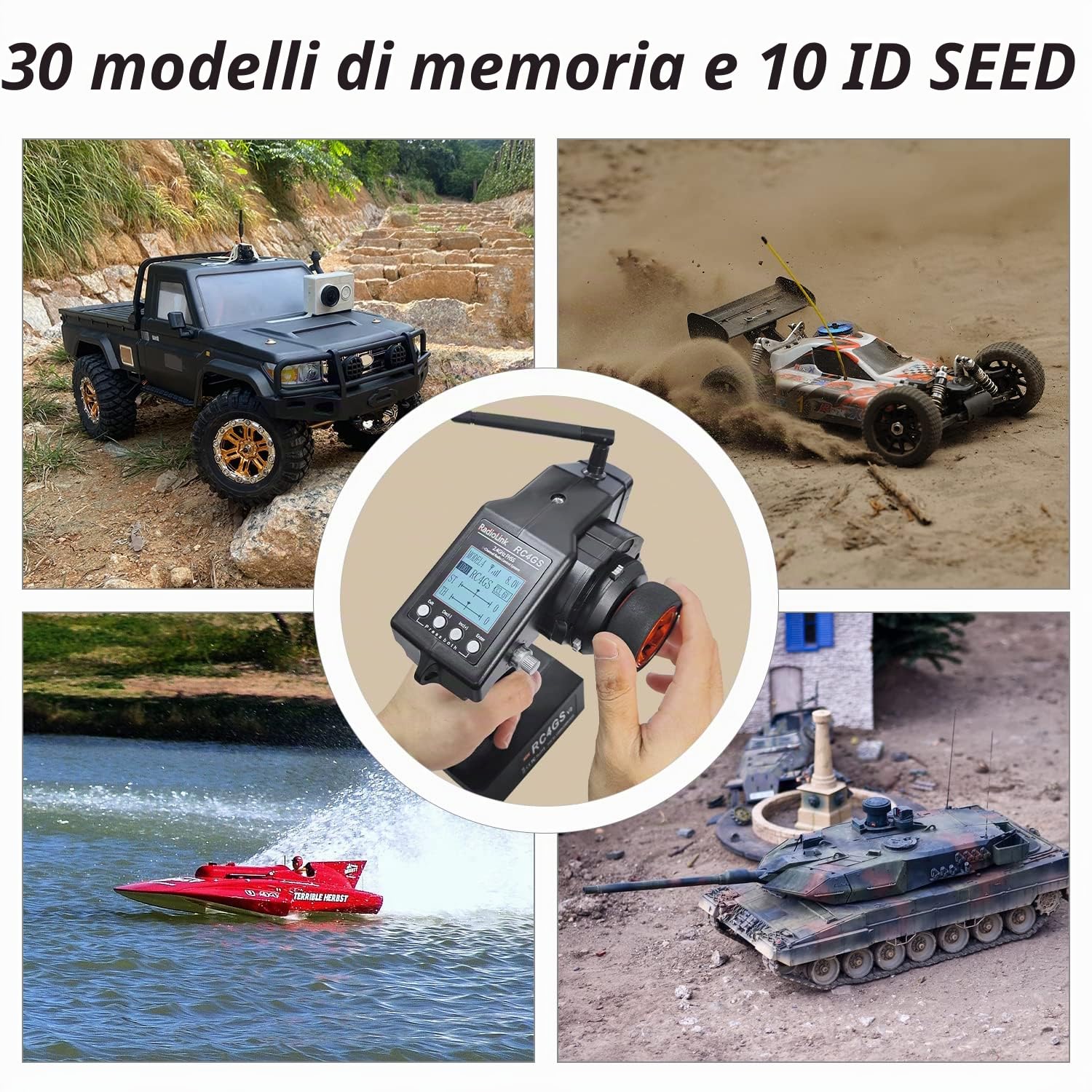 Radiolink RC4GS V3 Trasmettitore RC a 5 canali e 2 ricevitores R6FG Kit, 2.4 GHz Radiocomando rc 400M Telecomando,30 modelli di memoria,per RC Auto,Barche,Crawler, Drifting, Bash, Serbatoio