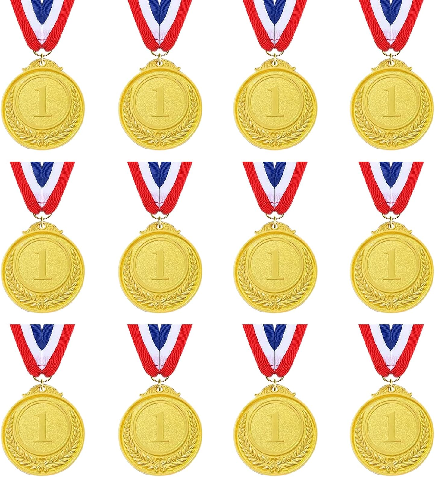 JEWOU12 Pieces 2 Inches Gold Award Medals Winner Medals Gold Prizes for Sports, Competitions, Party, Spelling Bees, Olympic Style