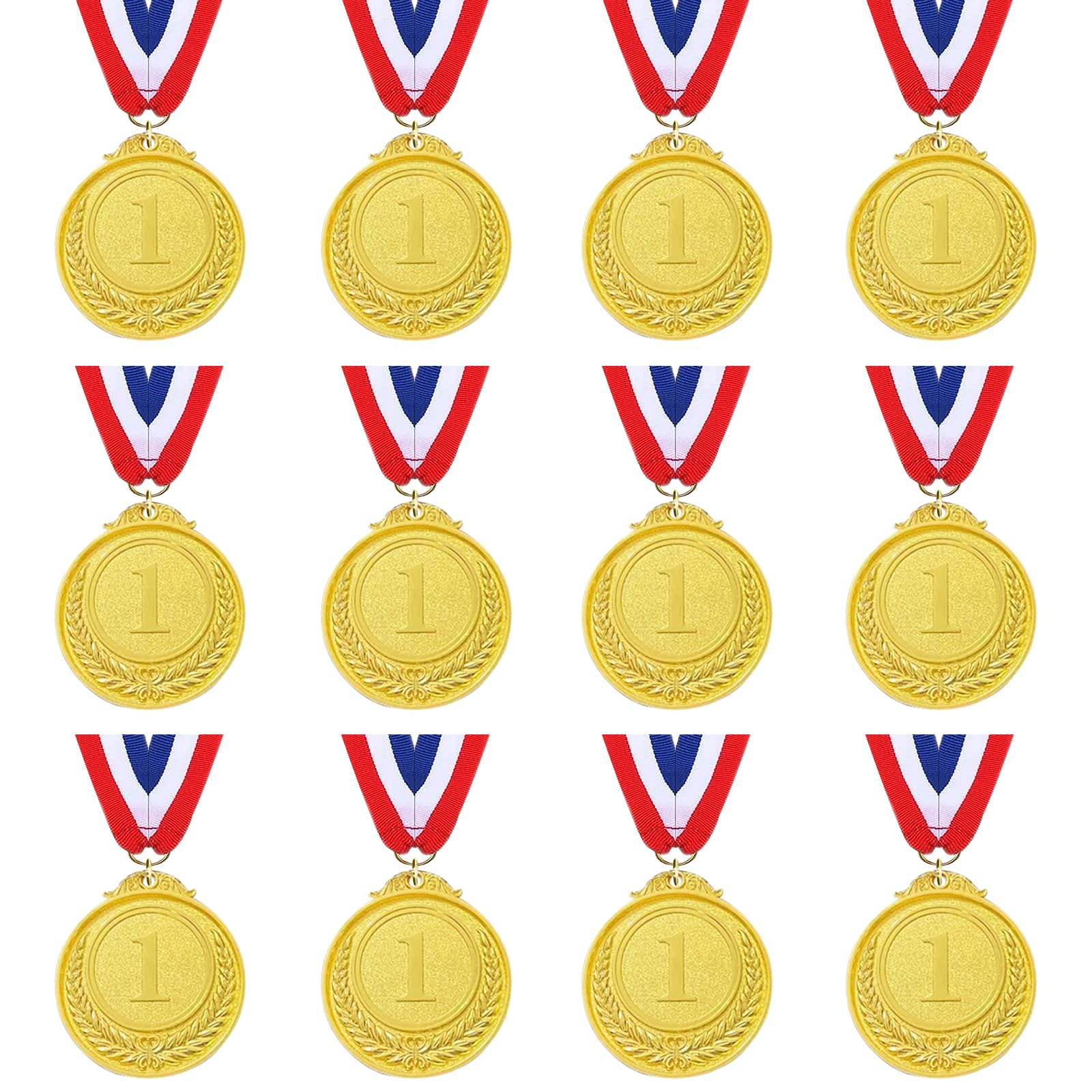 JEWOU12 Pieces 2 Inches Gold Award Medals Winner Medals Gold Prizes for Sports, Competitions, Party, Spelling Bees, Olympic Style