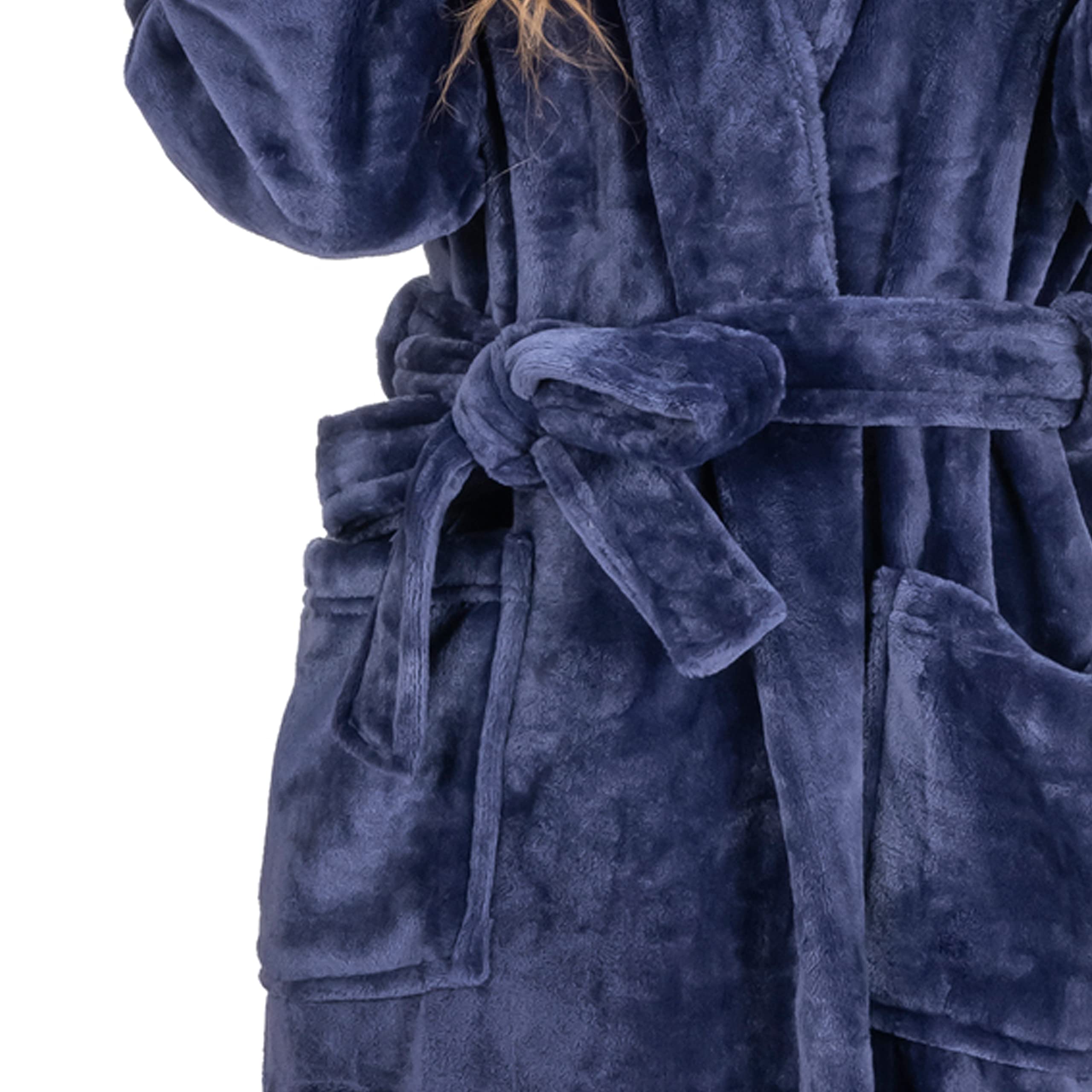 MONHOUSE Womens Dressing Gown - Premium Super Soft & Cosy Long Bathrobe - Ladies Thick Flannel Luxury Housecoat - Warm Fluffy Shearling Spa Robe for Her - Sherpa Bathrobe - Purple UK 8-10