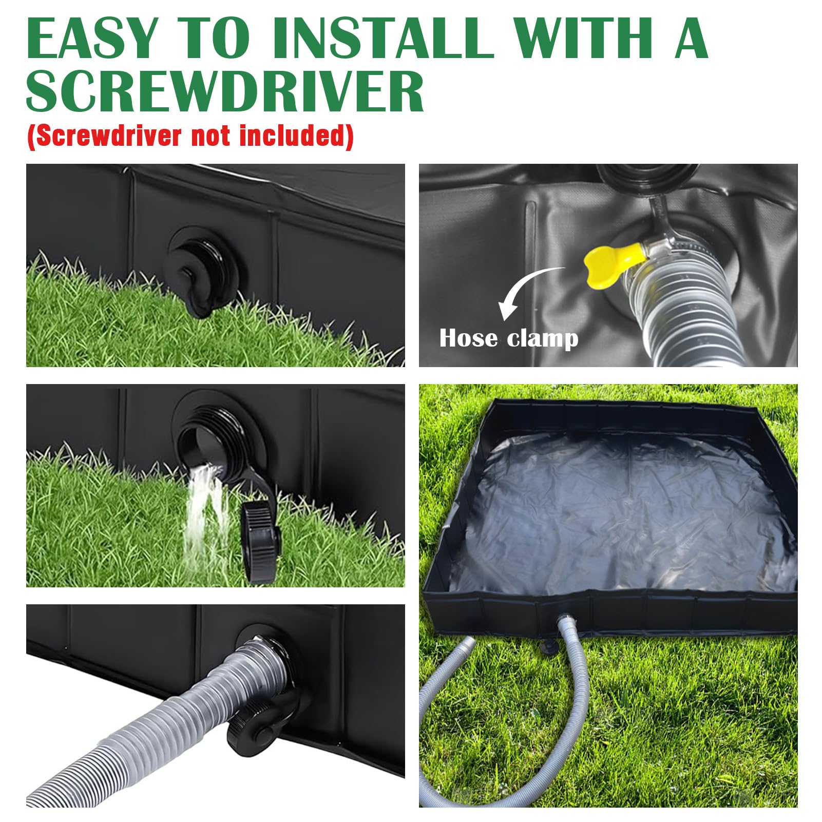 Piatto doccia pieghevole da campeggio, portatile, con tubo di scarico, accessorio per doccia mobile, per tenda da doccia, camper, interni, spiaggia di sabbia (104 x 104 x 13 cm)