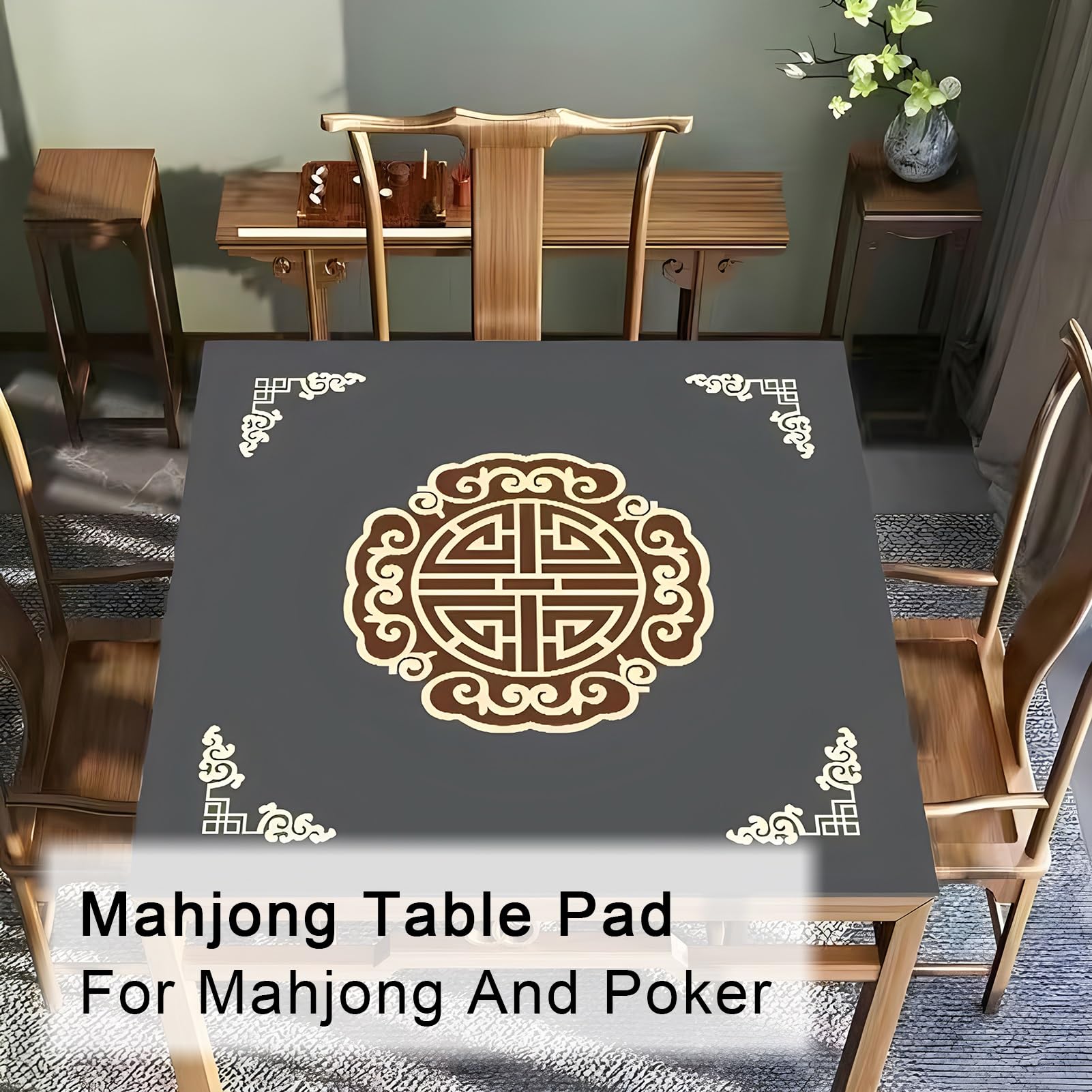 mata do gry w karty, Mata na stół Mahjong Maty do gier stołowych, zagęszczona torbą przechowywania, mata antypoślizgowa i redukująca hałas , karcianych w pokera(Gray,90x90cm(35.43x35.43in))