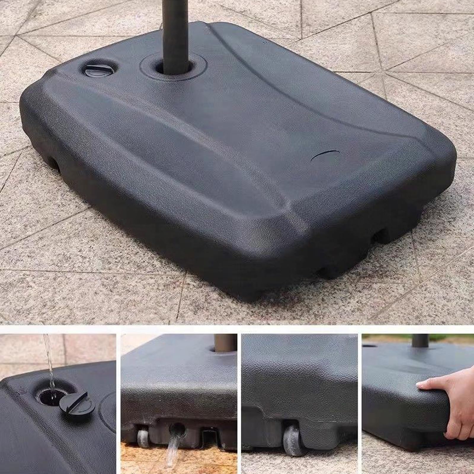 Questa Base per ombrellone da Esterno a Bordo Piscina, Supporto per ombrellone Pesante riempibile Fino a 60 kg, Base