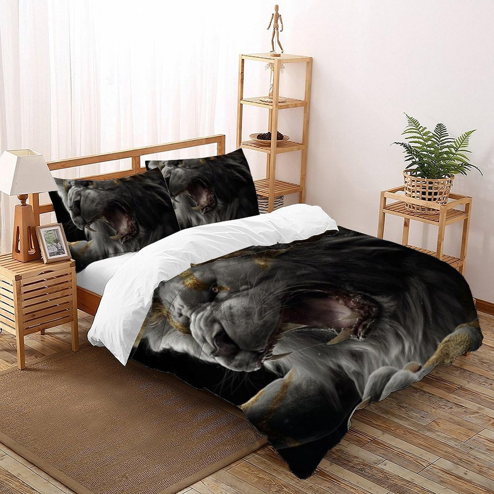 Housse de couette double lit 200x200 fermeture éclair parure animaux imprimé 3D