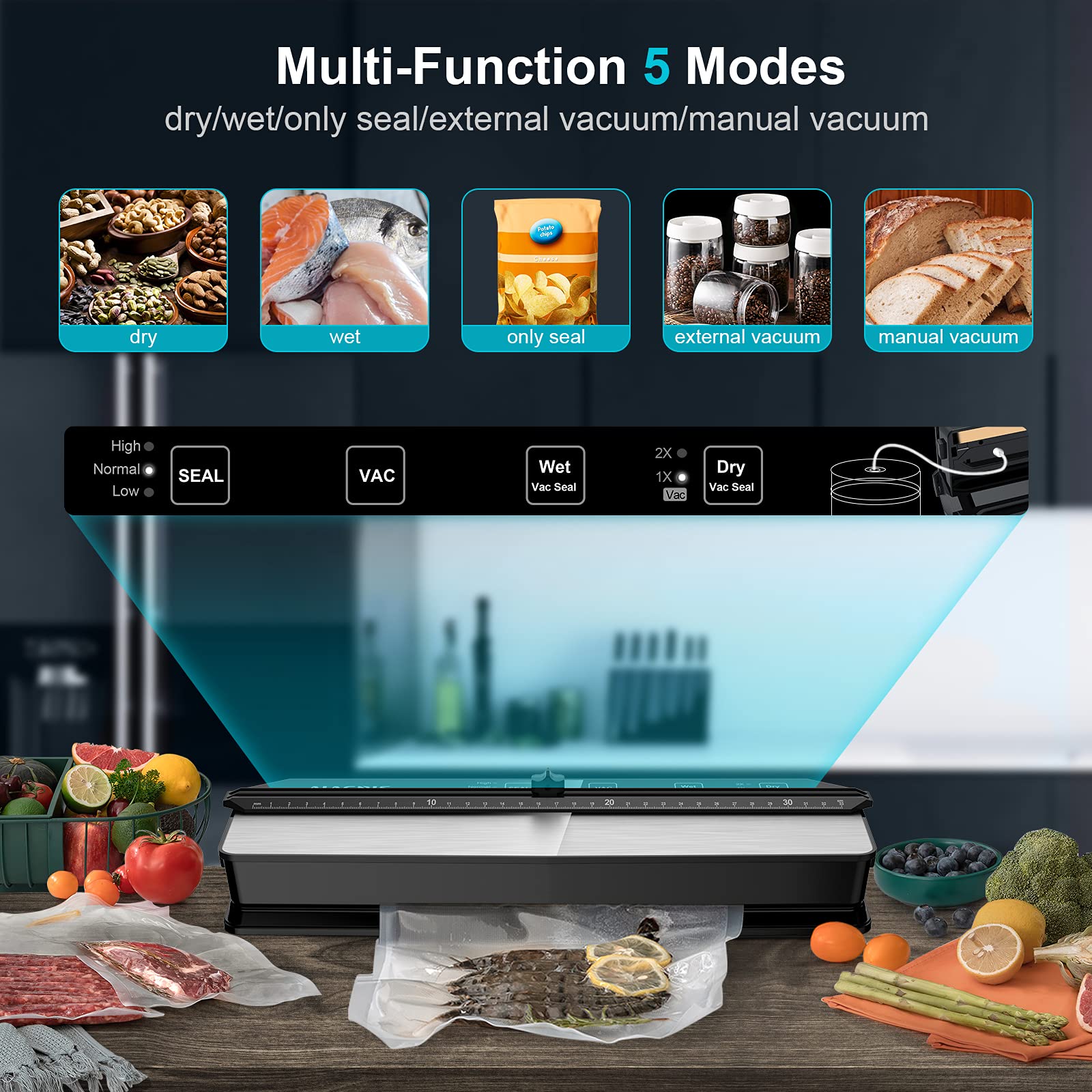 ALACRIS Vacuum Sealer Machine (Include 15 sealer bags) with 7mm