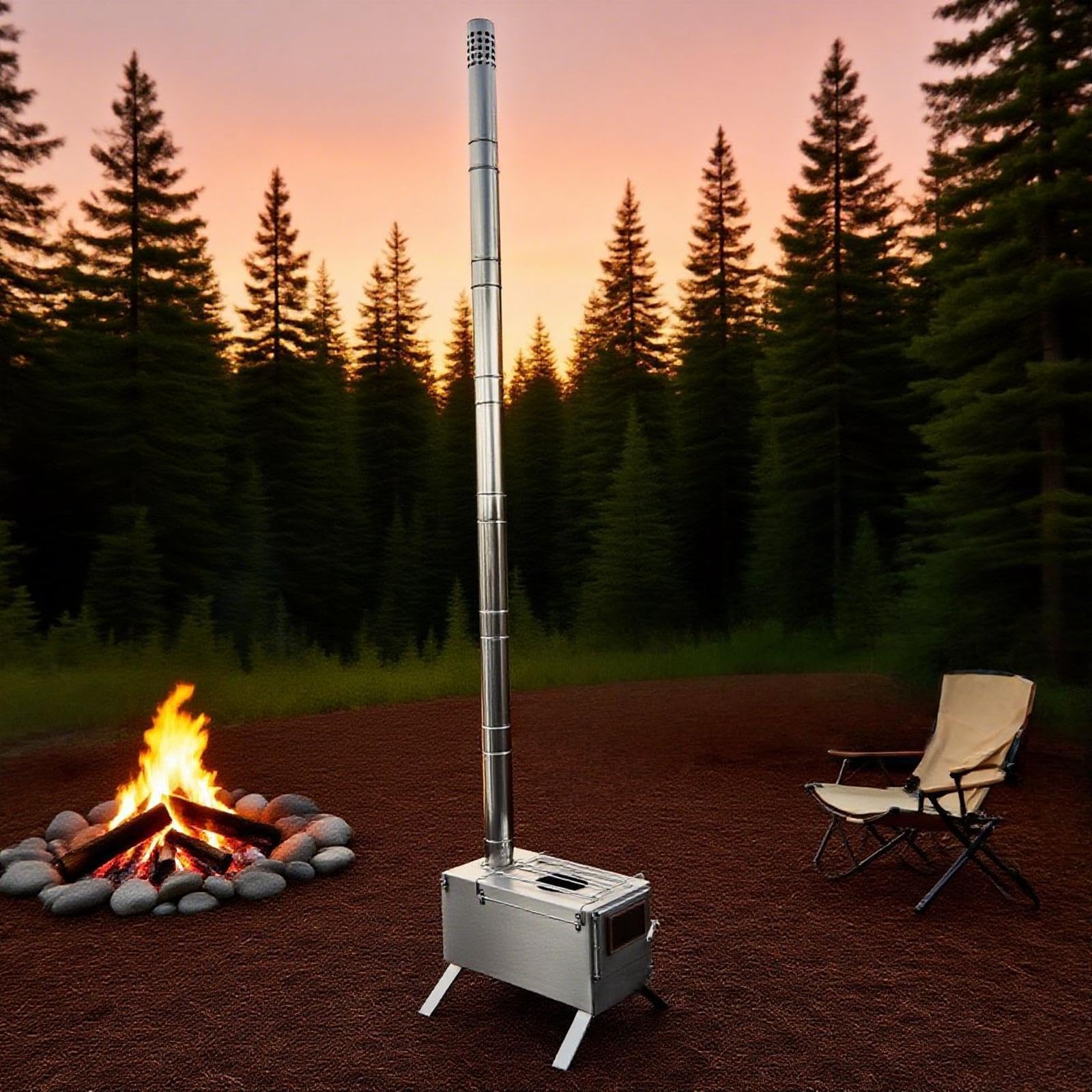 6 Tubos de Chimenea de Acero Inoxidable para Estufa de Camping, para Uso en Exteriores.