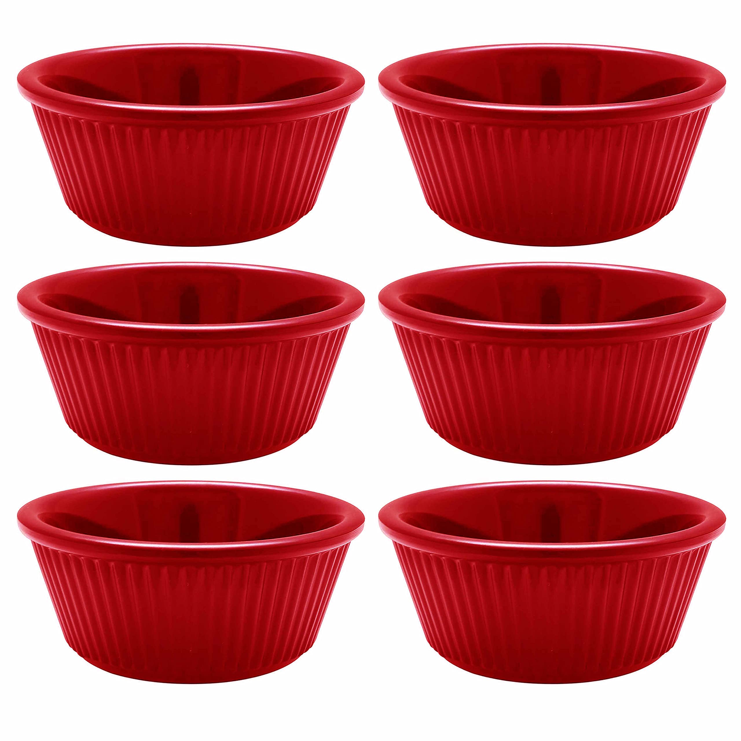 6 Melamine Ramekins Mini Bowls Souffle Dish Saucer Dessert Cups Plastic BPA Free