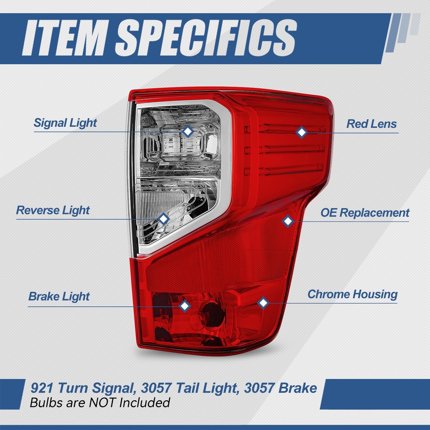 Auto Dynasty Tail Light Assembly Compatible with 2016-2024 Nissan Titan & XD, Passenger Right Side Factory Style Halogen Tail lamp with Turn Signal & Brake Light, Chrome Housing, Red/Clear Lens
