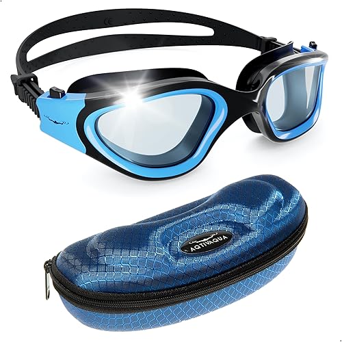 Miniatura 53 de AqtivAqua DX - Gafas de natación con visión amplia para adultos, hombres y mujeres, antiempañamiento y sin fugas Gafas blancas y rosas + estuche