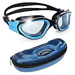 AqtivAqua Swimming Goggles Swim Goggles for Adults Men Women Kids Youth Girls Boys Children DX (Clear-Lenses Blue/Black-Frame)