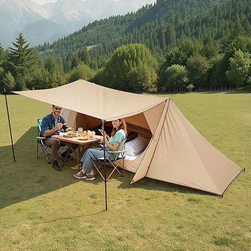 Miniatura 8 de VEVOR Tienda de campaña caliente Tipi con gato de estufa, tiendas de campaña portátiles de invierno con falda de nieve, fácil instalación, tiendas