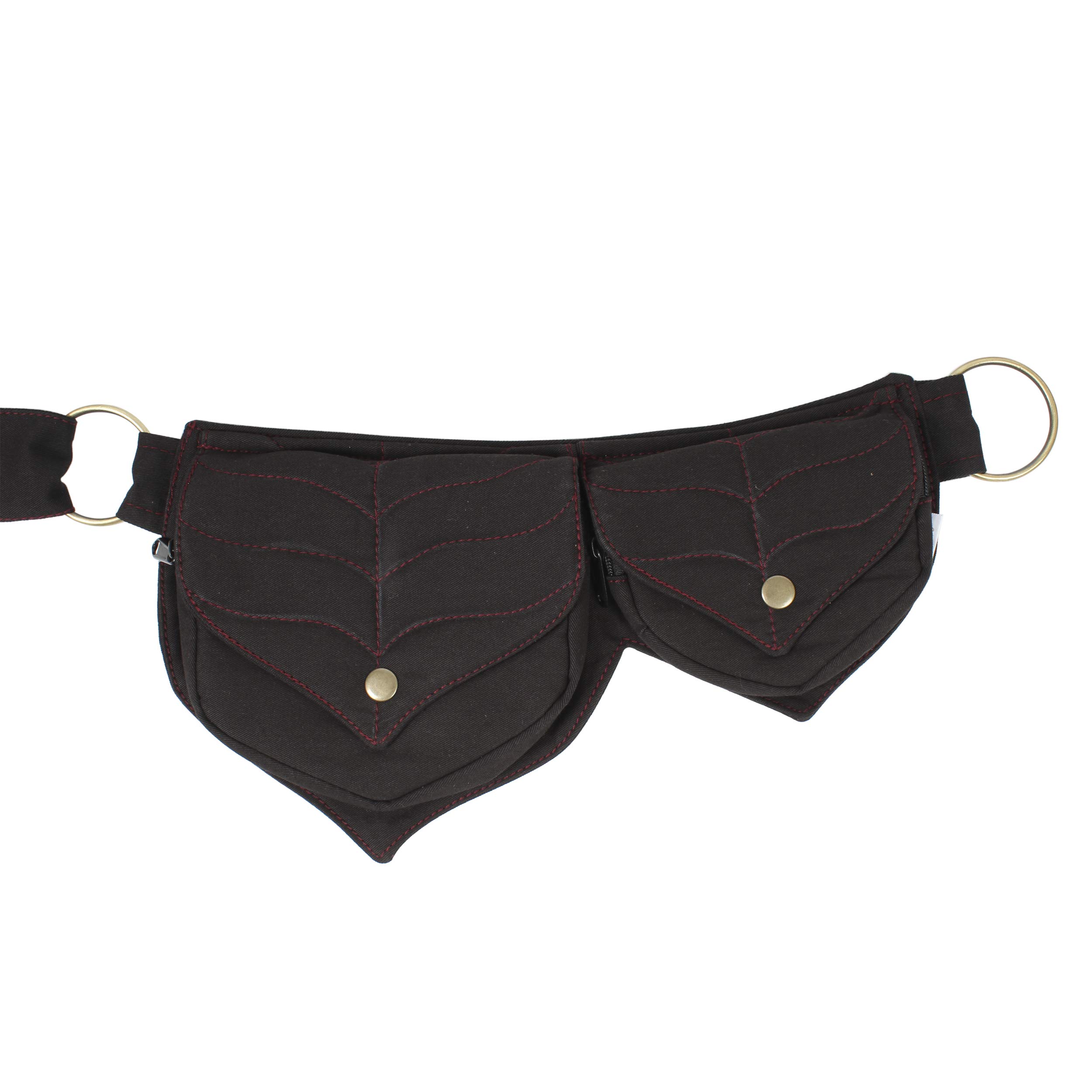 Cotton two Leaf Pocket Waist Belt-Black