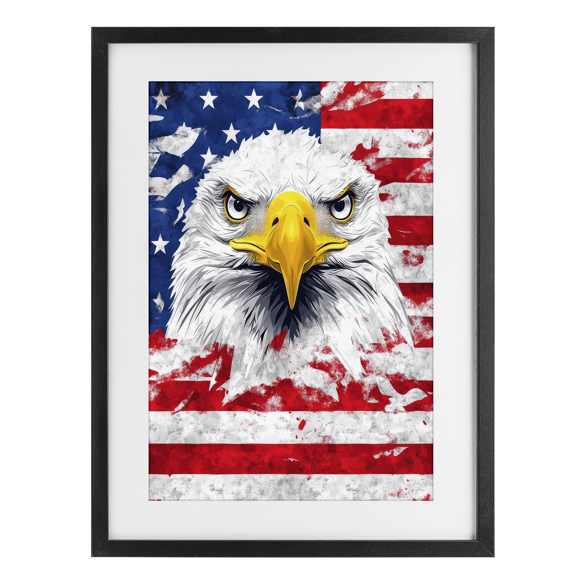 'Patriotic Bald Eagle Flag'| Framed Print Under Glass