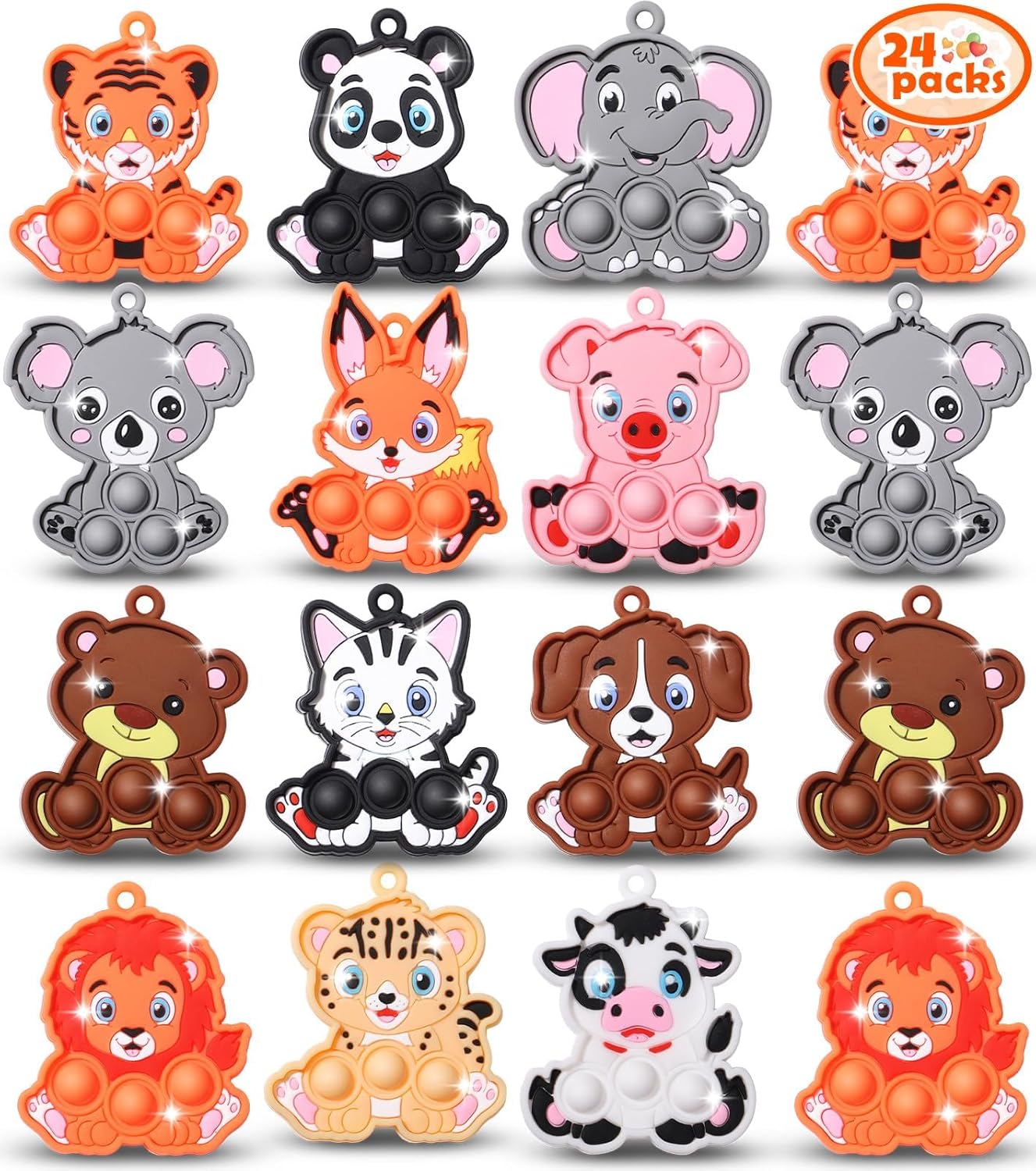 24 Pack Easter Gifts for Kids – Woodland Animal Pop Fidget Toy with Gift Cards for Kids Boys Girls, Bulk Kids Easter Party Favors School Classroom Prizes Exchange Goodie Bags Basket Stuffers