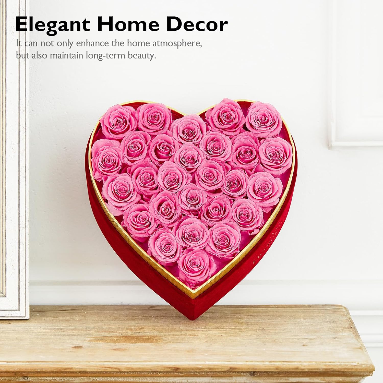 Eterfield 27 Forever Flowers in Heart Shape Box, Valentines Day Preserved Roses That Last Over a Year Preserved Flowers Birthday Gifts for Her Women Mom Wife Anniversary Mothers Day Christmas, Pink - Image 5
