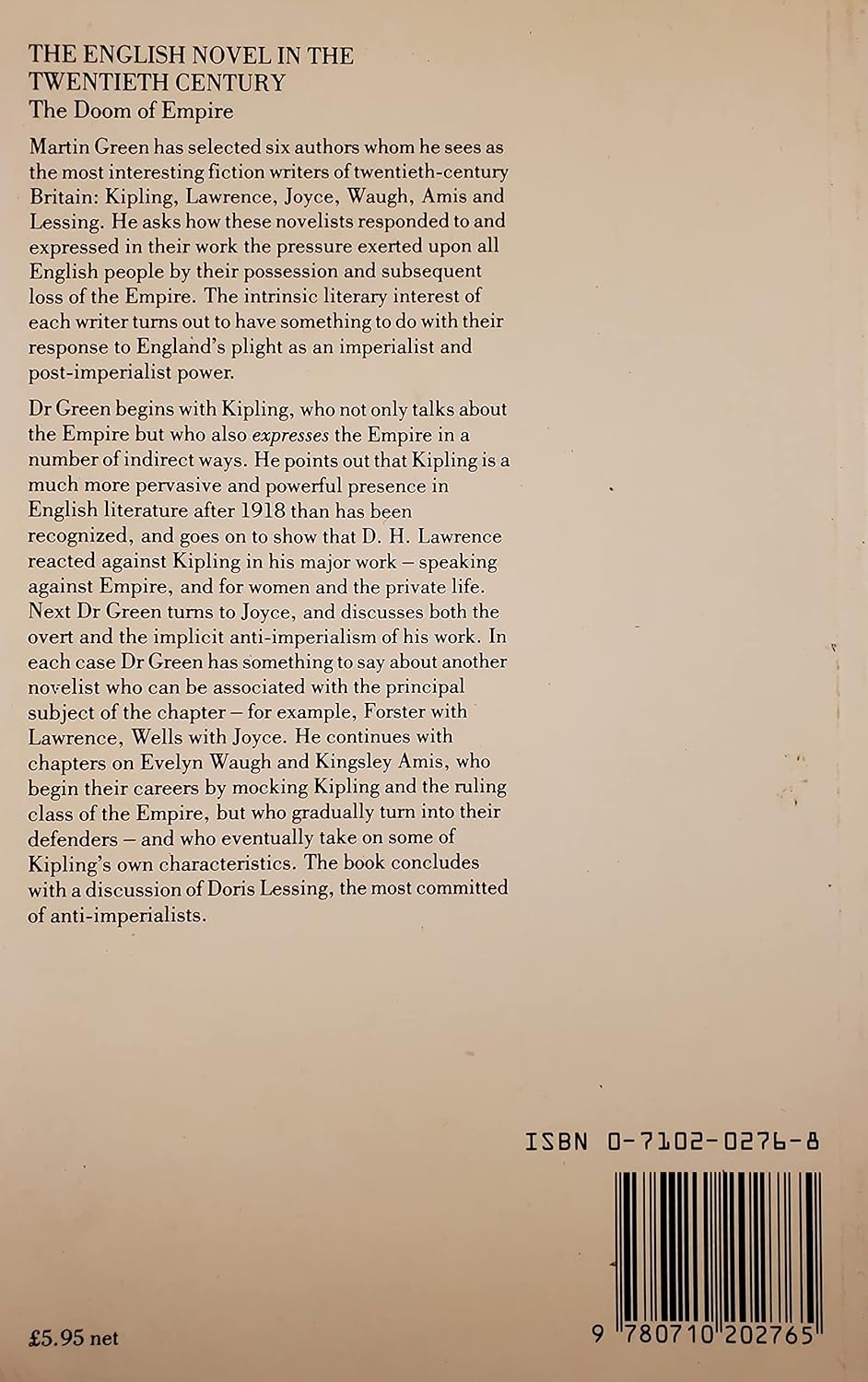 The English Novel in the Twentieth Century : [the Doom of Empire]      Paperback – Import, January 1, 1984
