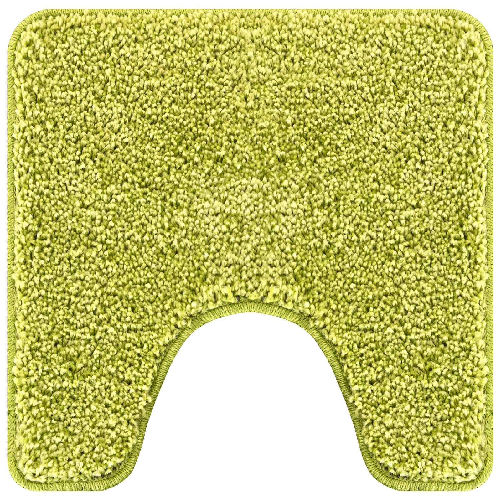 Lot de 3 tapis de bain vert, tapis de bain antidérapant, tapis de WC avec découpe et housse pour abattant de WC, ensemble de tapis de salle de bain