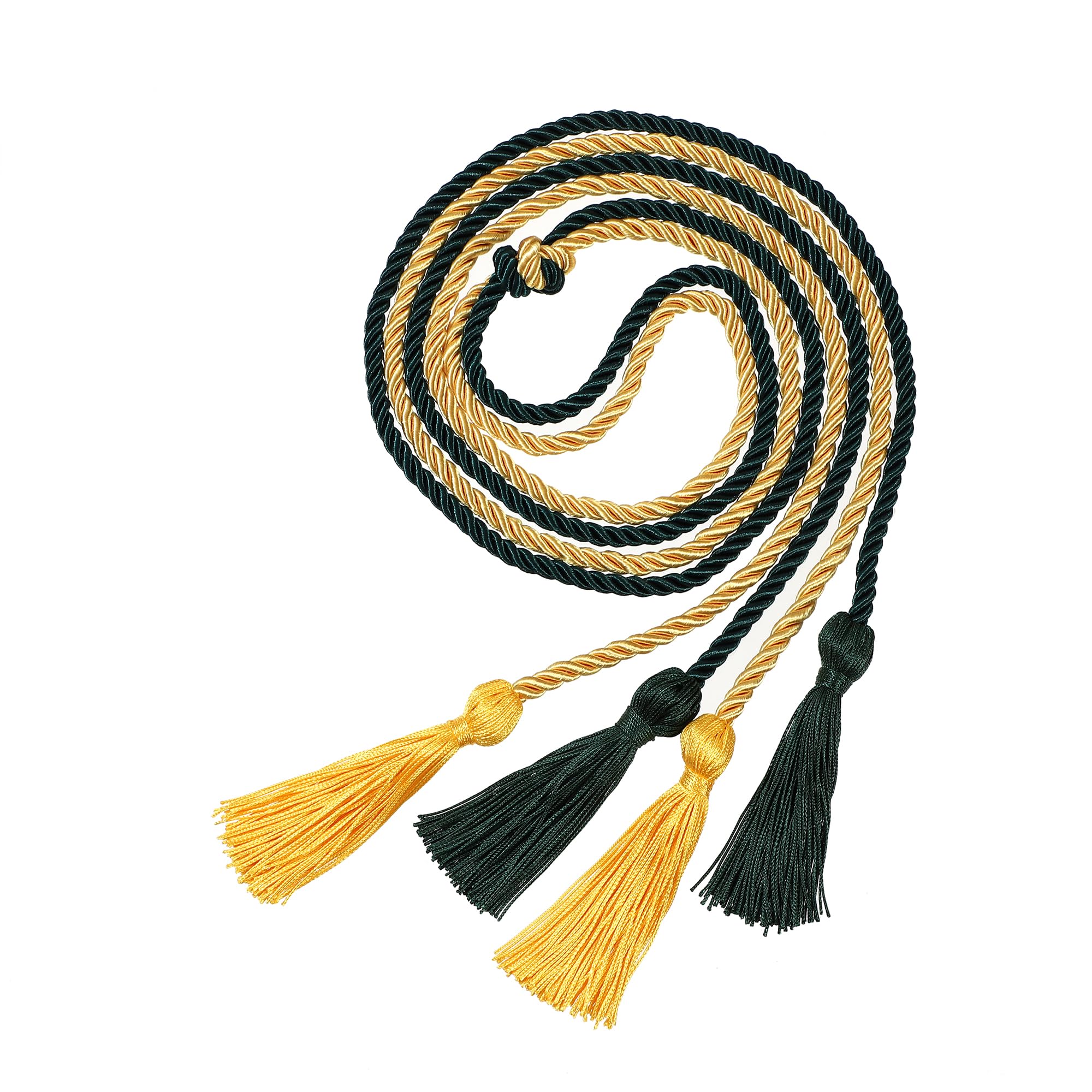 Graduation Double Honor Cords with Tassel, 68" (Forest Green+Gold)
