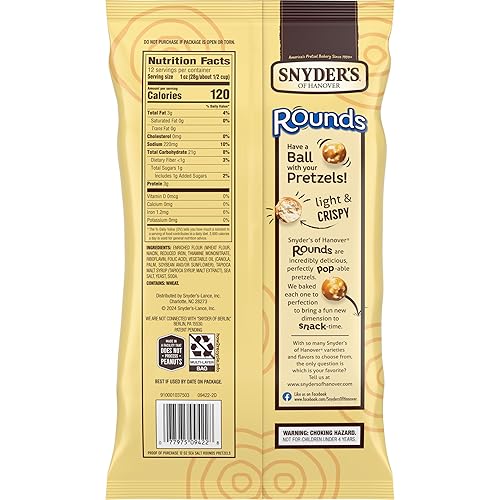 Miniatura 4 de Snyders of Hanover Pretzels Redondas Sal Marina 12 Oz
