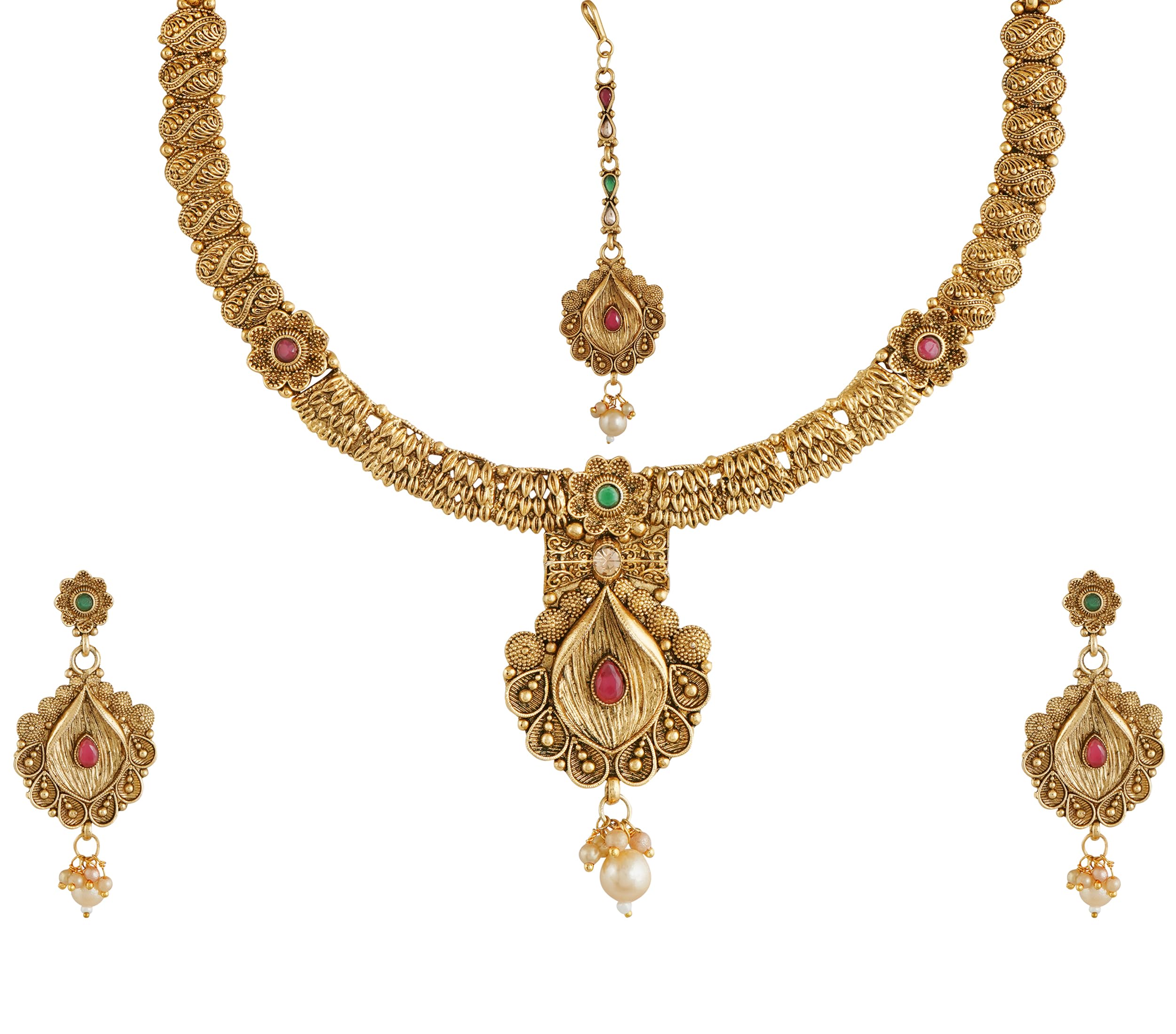 Mansiyaorange Necklace Jewellery Multi Kempu Stone Antique Gold MangTikka Choker Jualry Sets For Women (B0CMP5G181) Amazon Price History, Amazon Price Tracker