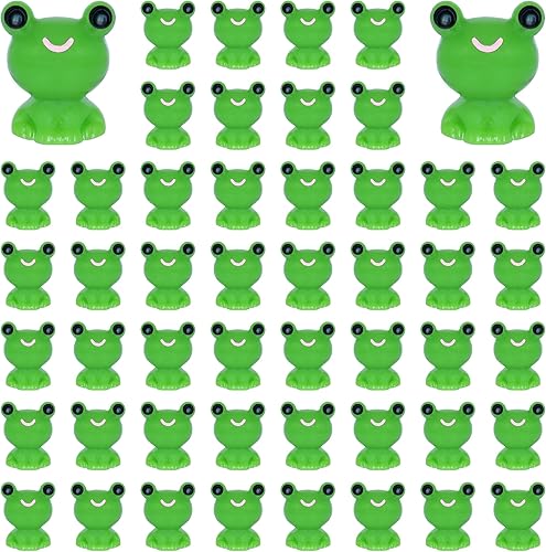 50 piezas de mini ranas para decoración de jardín, pequeñas ranas de plástico en miniatura de resina para jardín de hadas, decoración de paisaje de