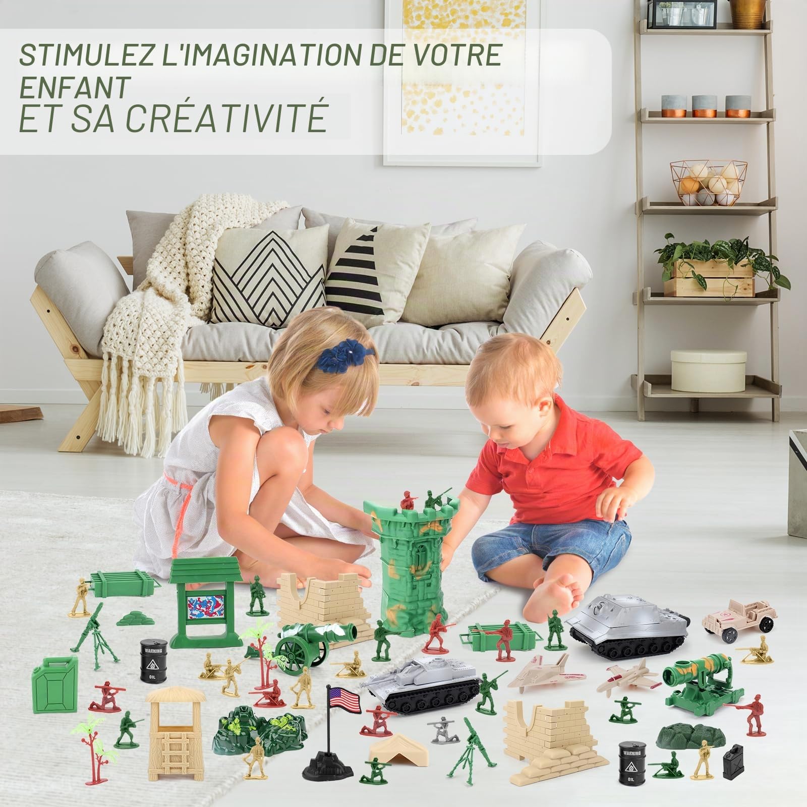 deAO 303 Pièces Set de Jeu Militaire Sac Rangement et Accessoires Bataille