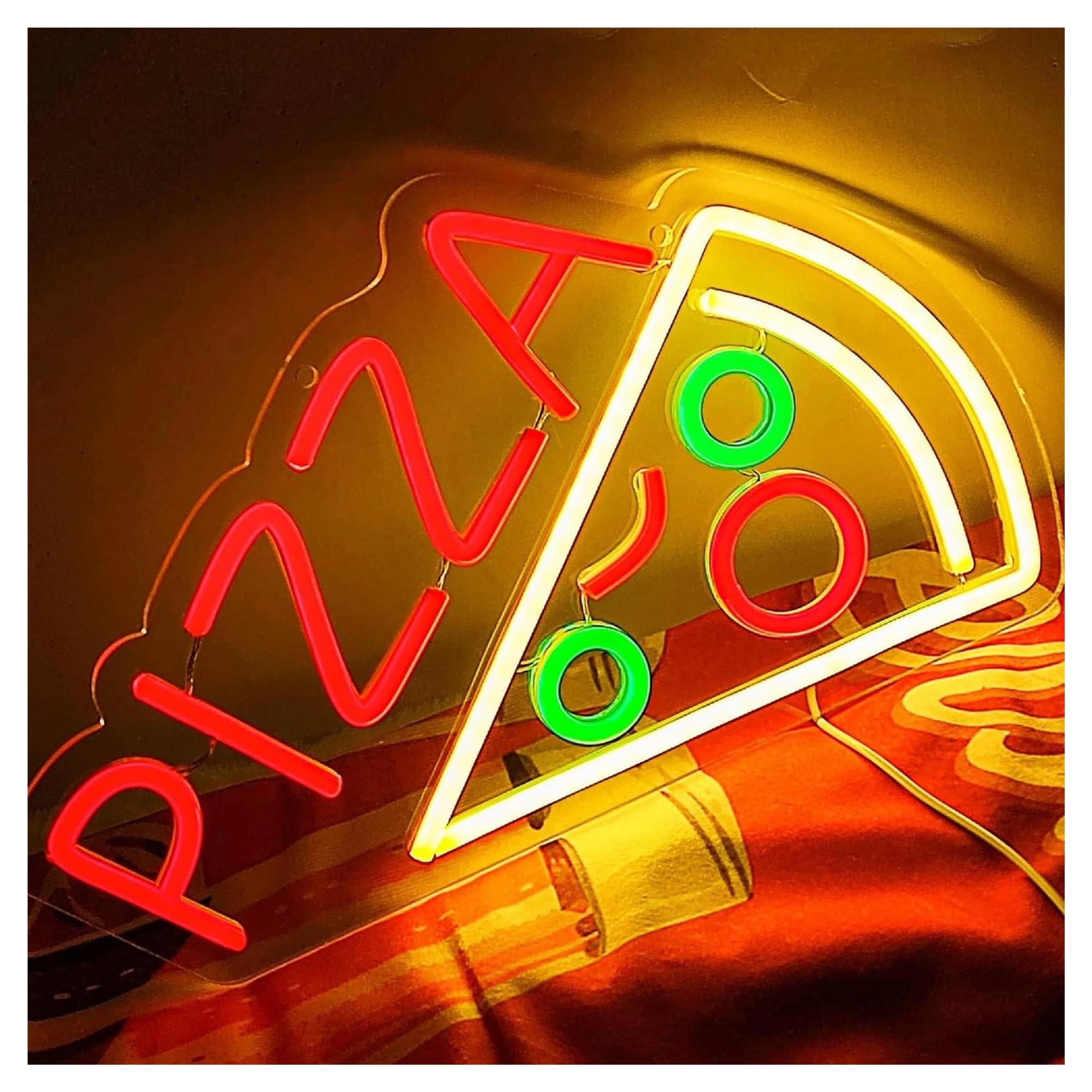 SHOUXI Sign Lamp Pizza Neon Sign for Wall Decor Pizzeria Restaurant Kitchen Restaurant Food Decorative Lamps USB Powered 37cmх21cm